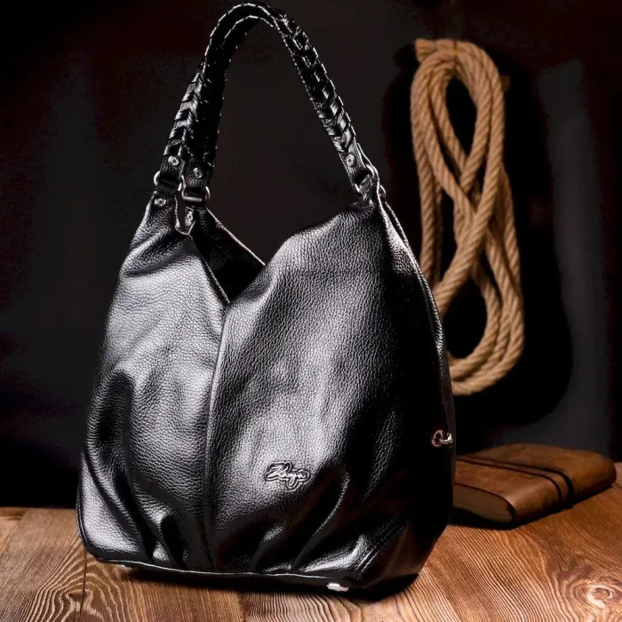 Практична сумка жіноча з ручками KARYA 20879 шкіряна Чорний