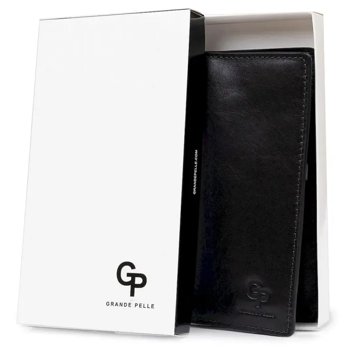 Практичний чоловічий портмоне GRANDE PELLE 11559 Чорний