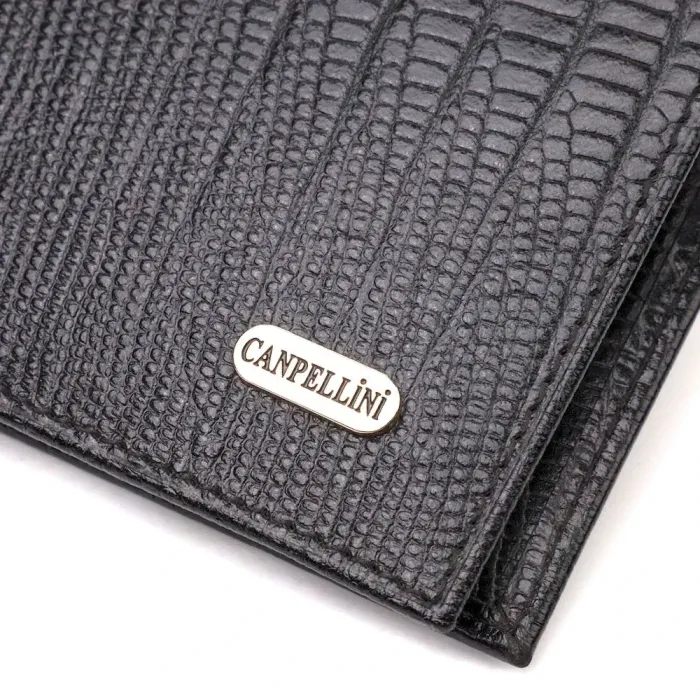 Практичное мужское портмоне из натуральной фактурной кожи CANPELLINI 21868 Черный
