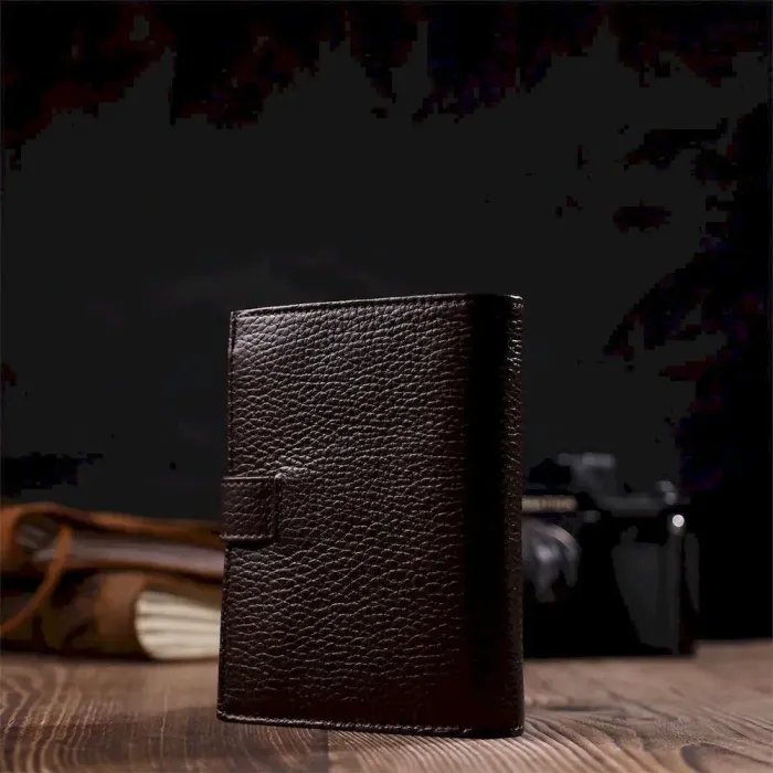 Практичний портмоне для чоловіків з натуральної зернистої шкіри BOND 22056 Коричневий