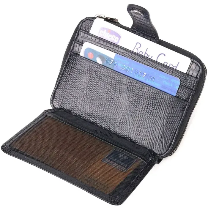 Практичний портмоне з натуральної фактурної шкіри CANPELLINI 21494 Чорне