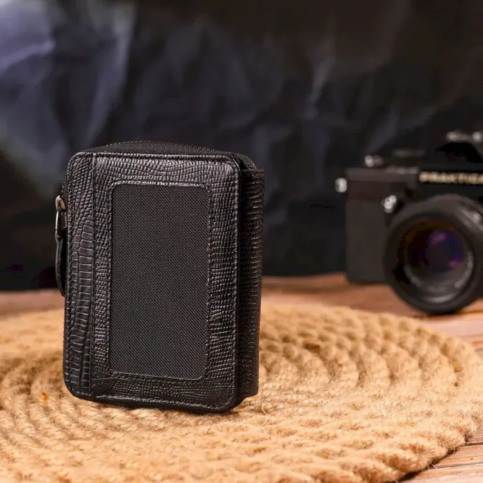 Практичний портмоне з натуральної фактурної шкіри CANPELLINI 21494 Чорне