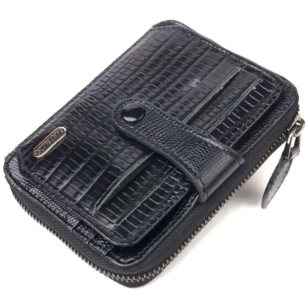 Практичний портмоне з натуральної фактурної шкіри CANPELLINI 21494 Чорне