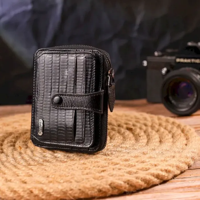 Практичний портмоне з натуральної фактурної шкіри CANPELLINI 21494 Чорне