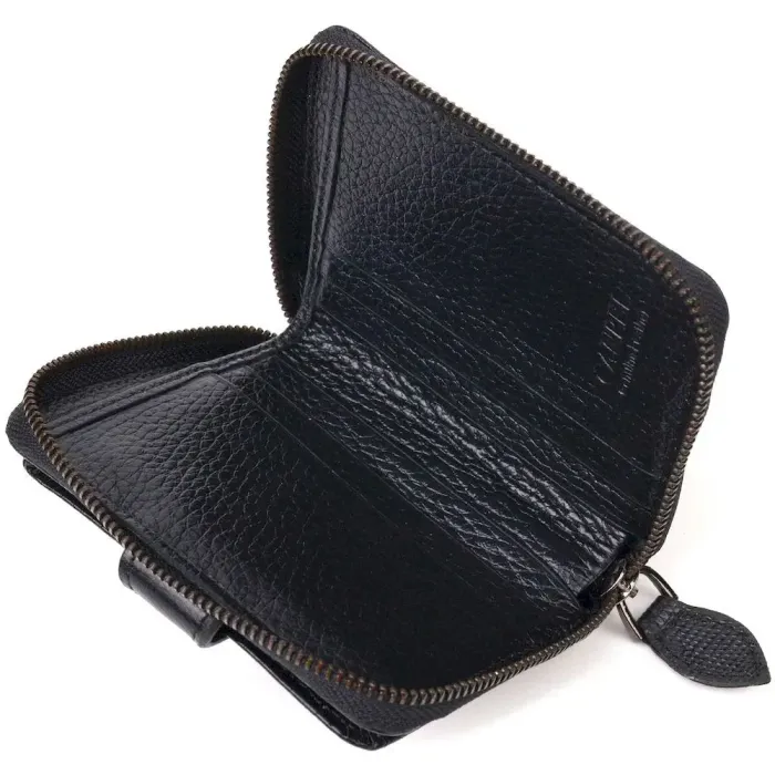 Практичний портмоне з натуральної фактурної шкіри CANPELLINI 21494 Чорне