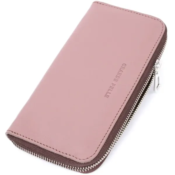 Практичний портмоне з натуральної шкіри GRANDE PELLE 16797 Пудровий