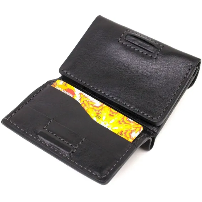 Практичний портмоне унісекс у три складання GRANDE PELLE 16789 Чорний