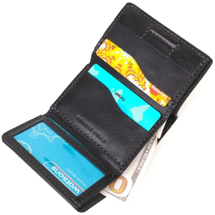 Практичний портмоне унісекс у три складання GRANDE PELLE 16789 Чорний