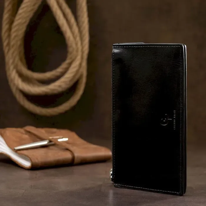 Практичний стильний портмоне унісекс GRANDE PELLE 11558 Чорний