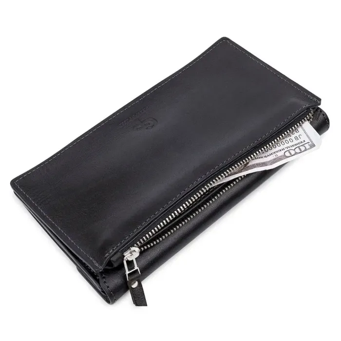 Практичний стильний портмоне унісекс GRANDE PELLE 11558 Чорний