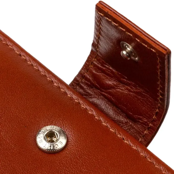Практичное вертикальное мужское портмоне из натуральной гладкой кожи CANPELLINI 21721 Коричневое