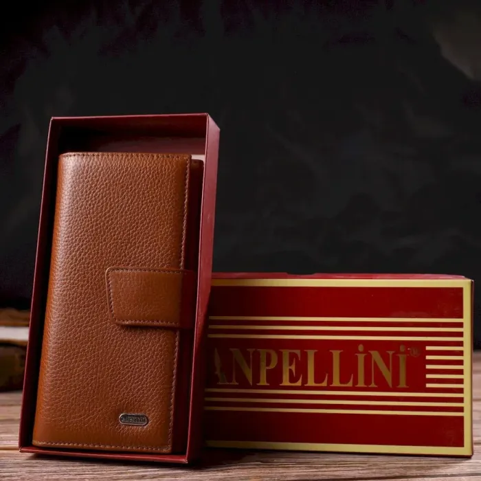 Практичное вертикальное мужское портмоне из натуральной кожи флотар CANPELLINI 21845 Коричневый