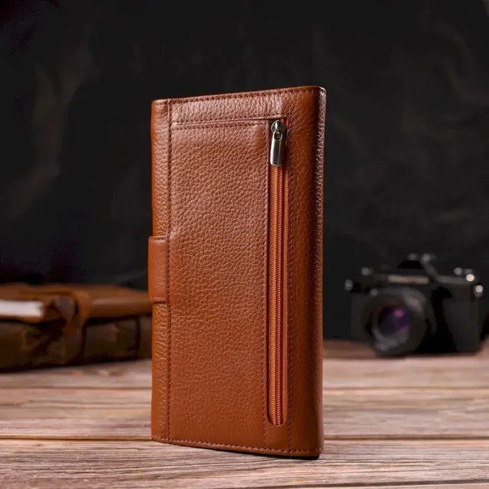 Практичное вертикальное мужское портмоне из натуральной кожи флотар CANPELLINI 21845 Коричневый