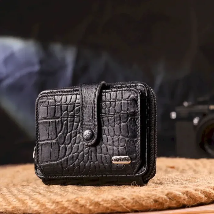 Практичний жіночий портмоне з натуральної фактурної шкіри CANPELLINI 21491 Чорний