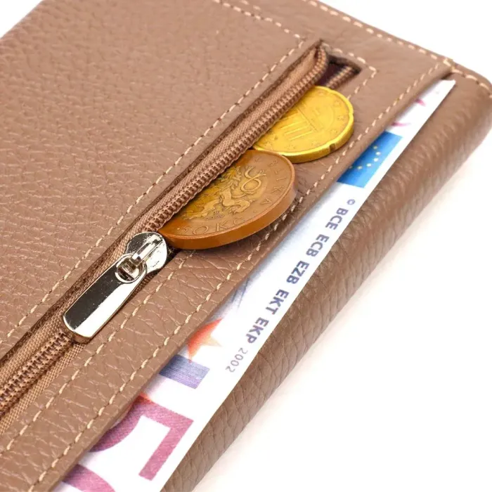 Практичний жіночий портмоне з натуральної шкіри флотар CANPELLINI 21695 Бежеве