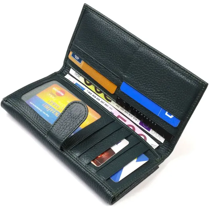 Практичний жіночий портмоне з натуральної шкіри флотар CANPELLINI 21854 Зелений