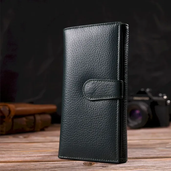 Практичний жіночий портмоне з натуральної шкіри флотар CANPELLINI 21854 Зелений