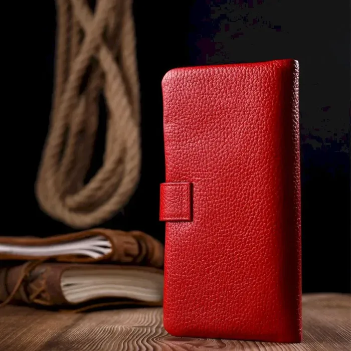 Практичное женское портмоне из натуральной кожи KARYA 20997 Красный