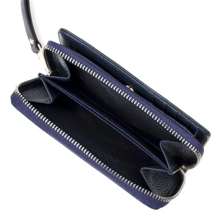 Практичное женское портмоне среднего размера из натуральной кожи CANPELLINI 21715 Синее