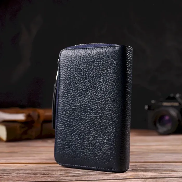 Практичное женское портмоне среднего размера из натуральной кожи CANPELLINI 21715 Синее