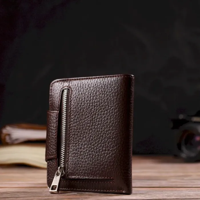 Практичне жіноче портмоне середнього розміру з натуральної шкіри CANPELLINI 21808 Коричневе