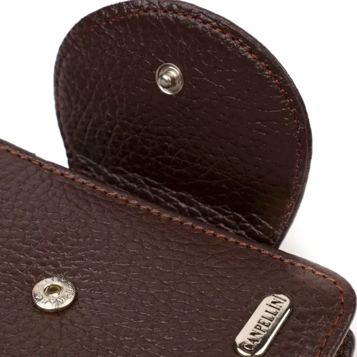 Практичне жіноче портмоне середнього розміру з натуральної шкіри CANPELLINI 21808 Коричневе