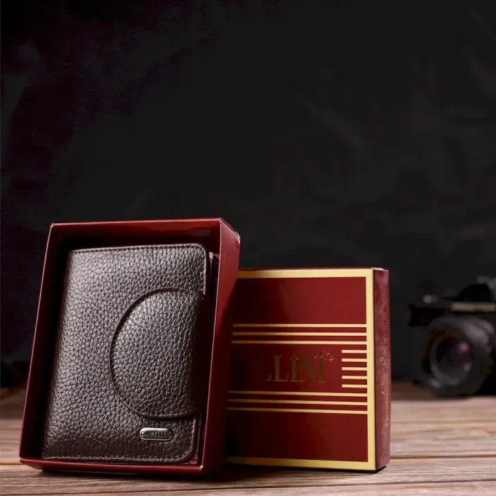 Практичне жіноче портмоне середнього розміру з натуральної шкіри CANPELLINI 21808 Коричневе