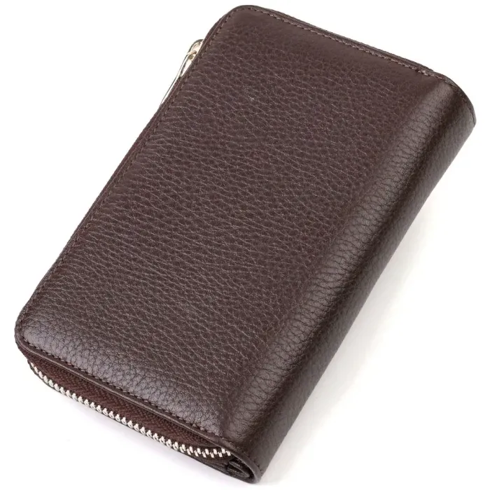 Практичне жіноче портмоне середнього розміру з натуральної шкіри CANPELLINI 21910 Коричневе
