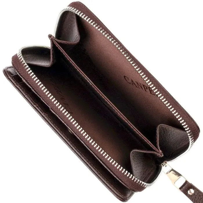 Практичне жіноче портмоне середнього розміру з натуральної шкіри CANPELLINI 21910 Коричневе