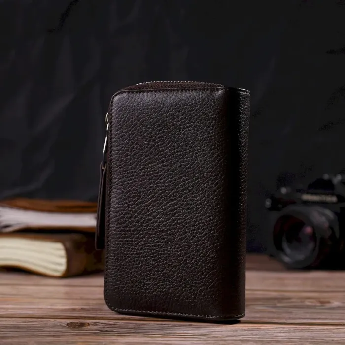 Практичне жіноче портмоне середнього розміру з натуральної шкіри CANPELLINI 21910 Коричневе