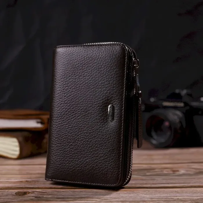 Практичне жіноче портмоне середнього розміру з натуральної шкіри CANPELLINI 21910 Коричневе