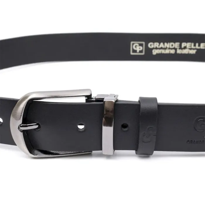 Практичний брючний пояс для чоловіків з натуральної шкіри GRANDE PELLE 11681 Чорний