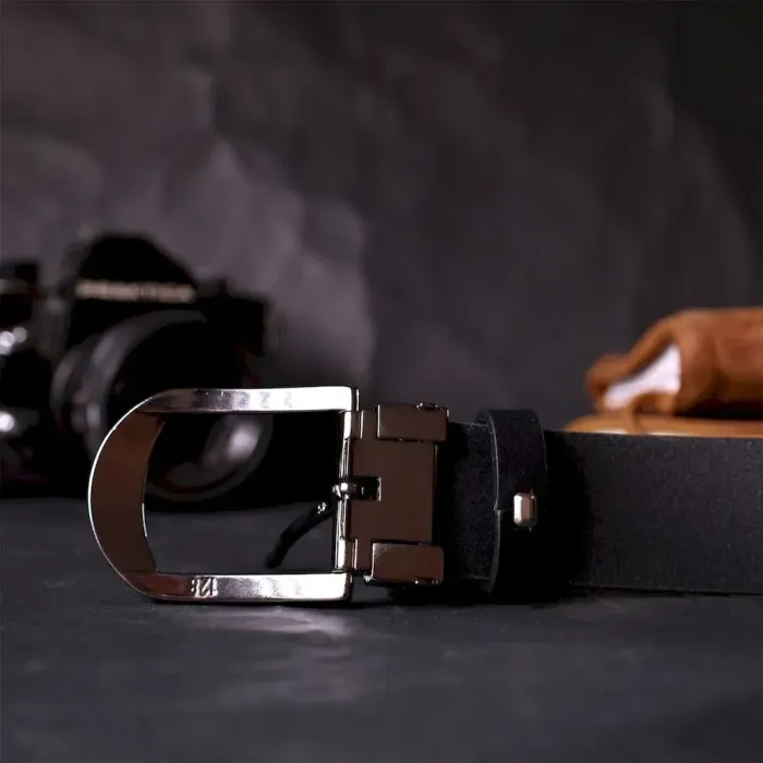 Практичний брючний пояс для чоловіків з натуральної шкіри GRANDE PELLE 11681 Чорний