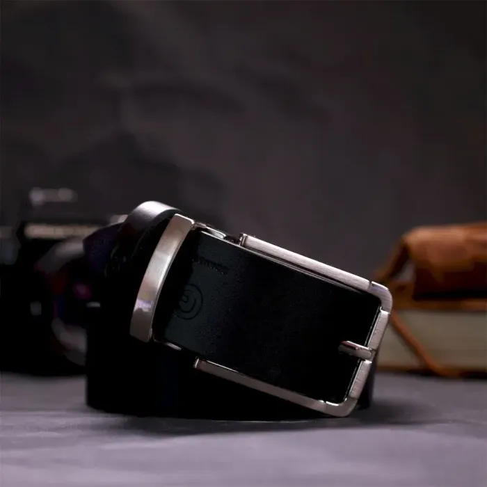 Практичний брючний ремінь для чоловіків з натуральної шкіри GRANDE PELLE 11677 Чорний