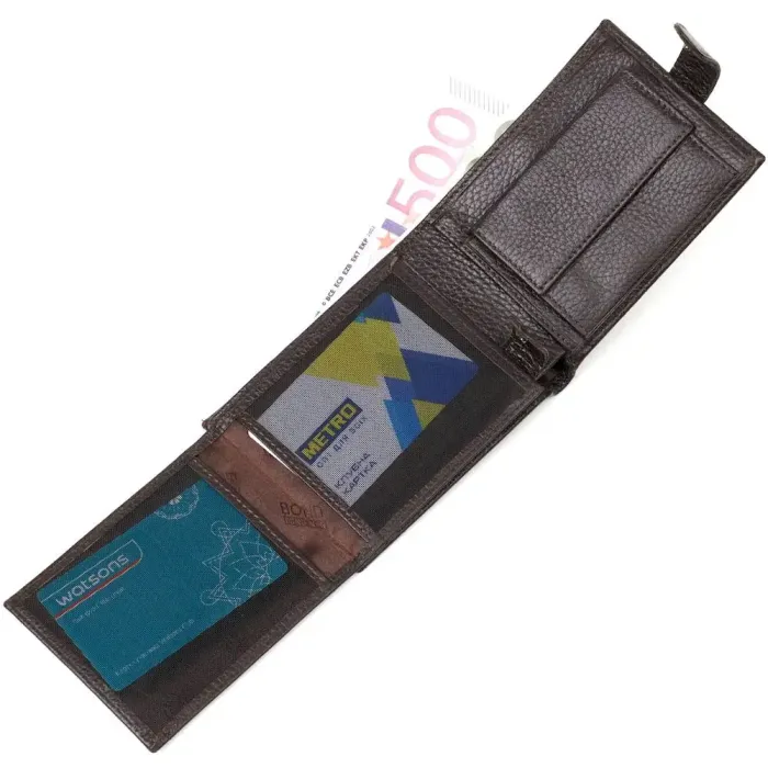 Практичний гаманець середнього розміру для чоловіків з натуральної шкіри BOND 22001 Коричневий