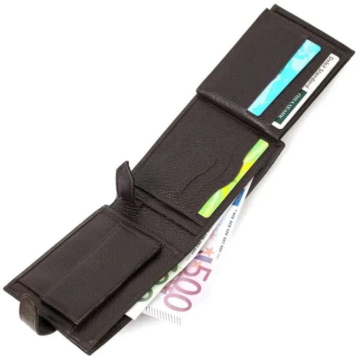 Практичний гаманець середнього розміру для чоловіків з натуральної шкіри BOND 22001 Коричневий