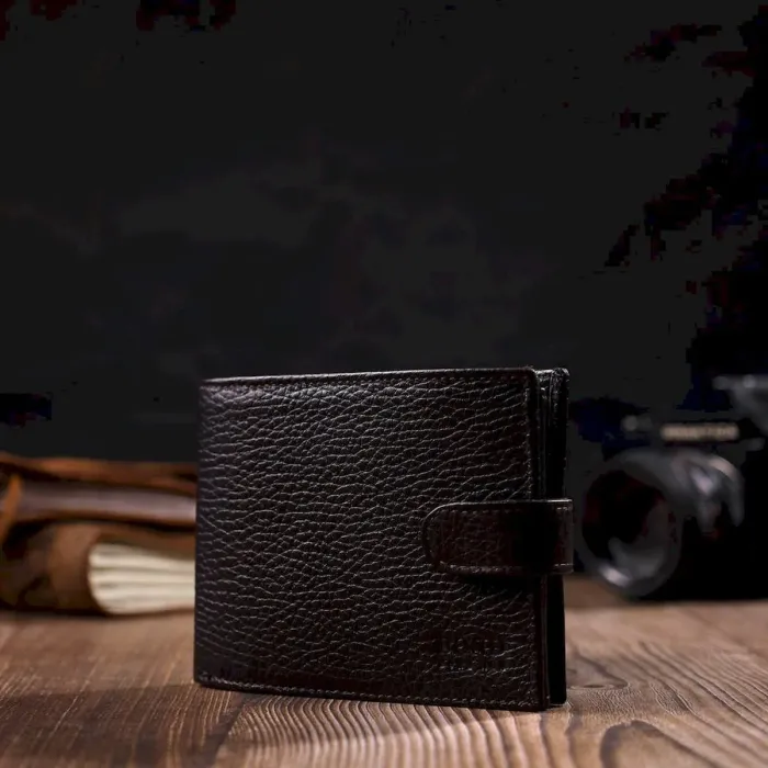 Практичний гаманець середнього розміру для чоловіків з натуральної шкіри BOND 22001 Коричневий