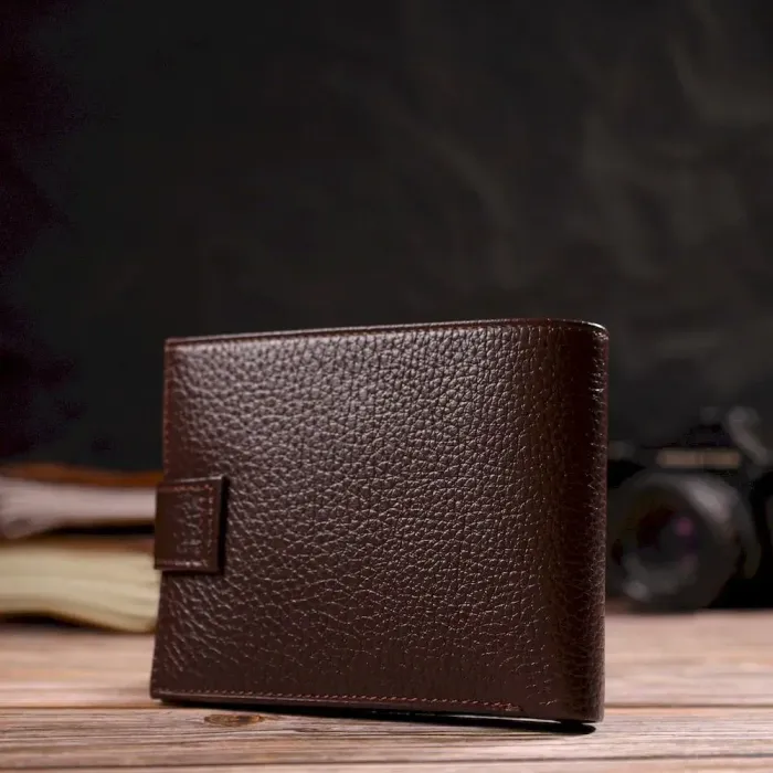 Практичный горизонтальный кошелек для мужчин из натуральной кожи флотар CANPELLINI 21886 Коричневый