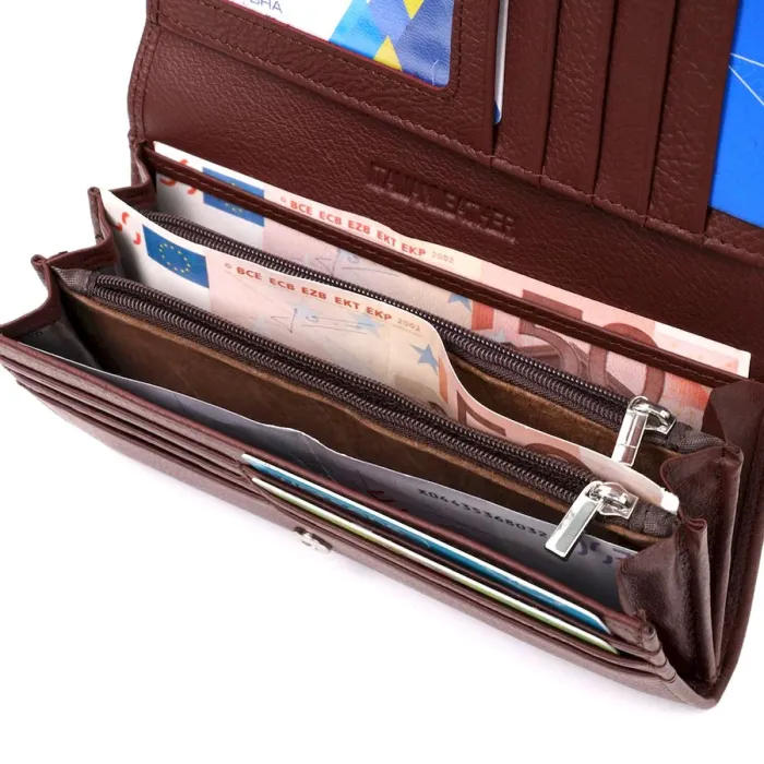 Практичний та жіночний гаманець із натуральної шкіри ST Leather 19428 Бежевий