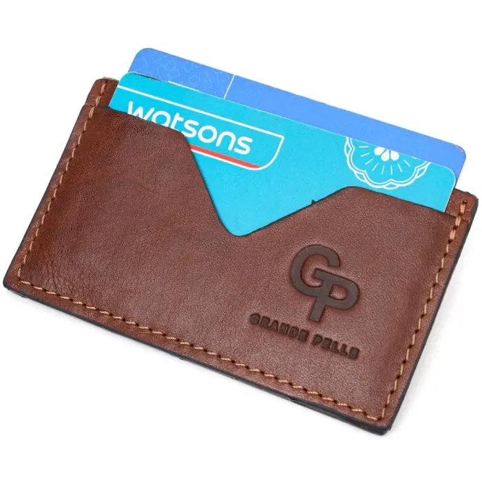 Практичний кард-кейс із натуральної шкіри GRANDE PELLE 11630 Світло-коричневий