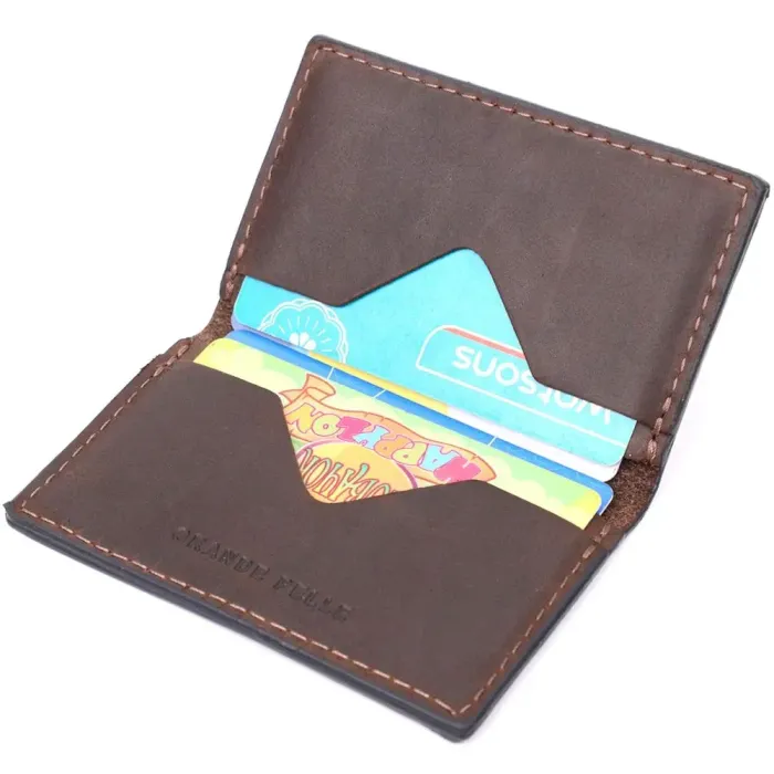 Практичний картхолдер з утримувачем для Apple AirTag з натуральної шкіри GRANDE PELLE 11606 Коричневий