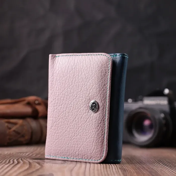 Практичный кошелек для девушек из натуральной кожи ST Leather 22496 Разноцветный