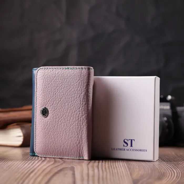 Практичный кошелек для девушек из натуральной кожи ST Leather 22496 Разноцветный