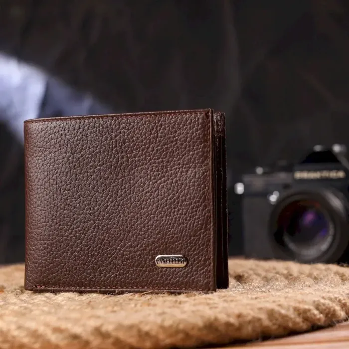 Практичний гаманець для чоловіків у два складення з натуральної шкіри флотар CANPELLINI 21586 Коричневий