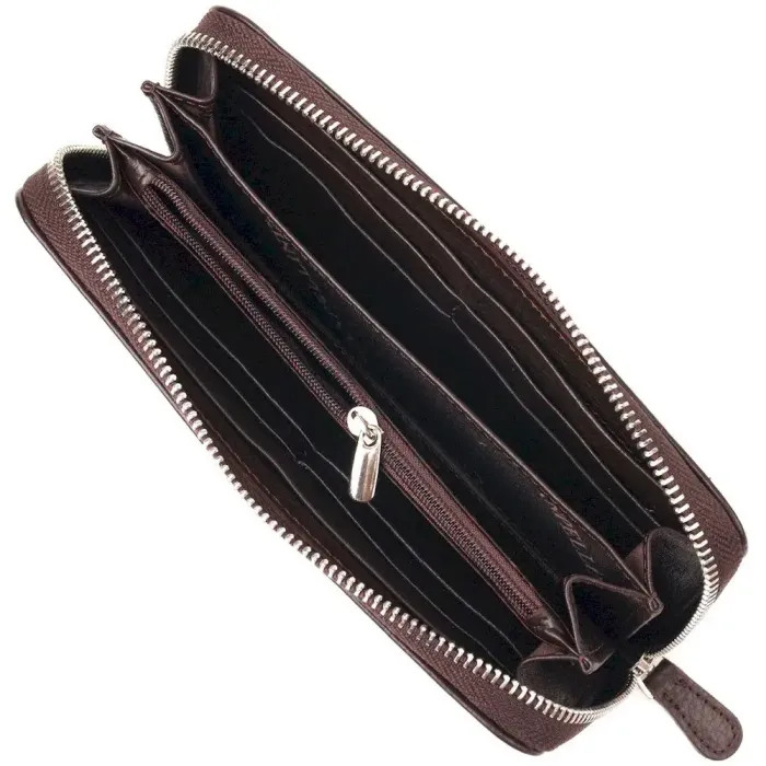 Практичний гаманець для жінок із натуральної зернистої шкіри CANPELLINI 21617 Коричневий