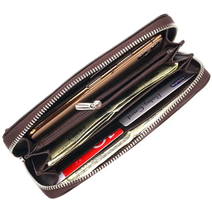 Практичний гаманець для жінок із натуральної зернистої шкіри CANPELLINI 21617 Коричневий