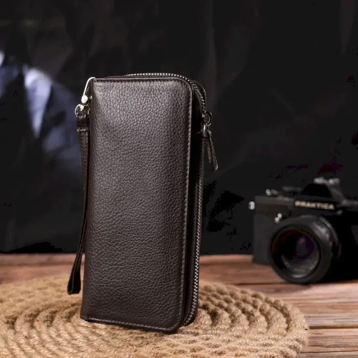 Практичний гаманець для жінок із натуральної зернистої шкіри CANPELLINI 21617 Коричневий