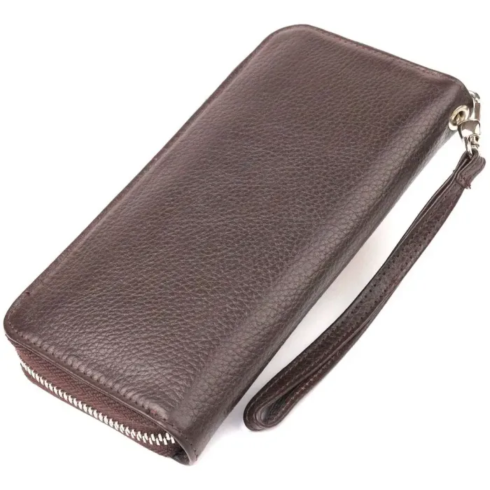Практичний гаманець для жінок із натуральної зернистої шкіри CANPELLINI 21617 Коричневий
