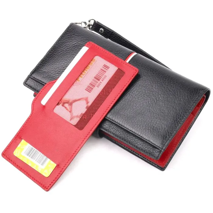 Практичный кошелек-клатч из натуральной кожи KARYA 21183 Черный