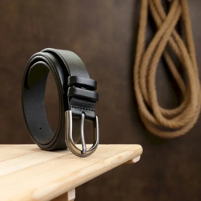 Практичный кожаный ремень Vintage 20794 Черный